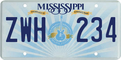 MS license plate ZWH234