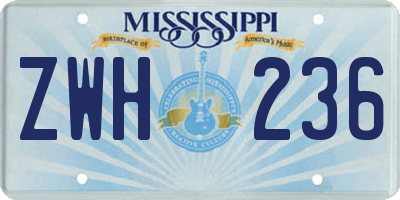 MS license plate ZWH236