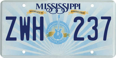 MS license plate ZWH237