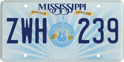 MS license plate ZWH239