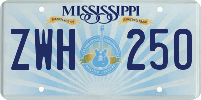 MS license plate ZWH250