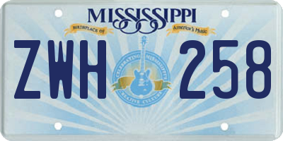 MS license plate ZWH258