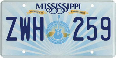 MS license plate ZWH259