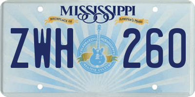 MS license plate ZWH260