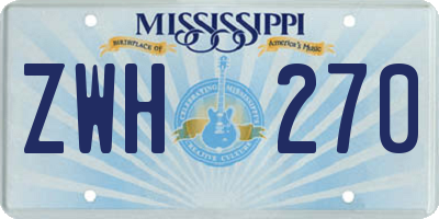 MS license plate ZWH270