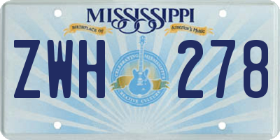 MS license plate ZWH278
