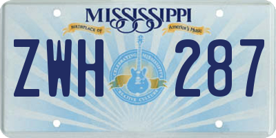 MS license plate ZWH287