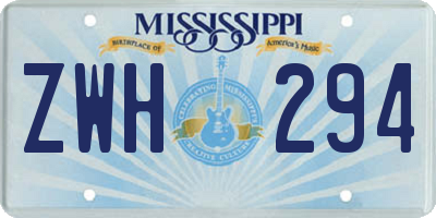 MS license plate ZWH294