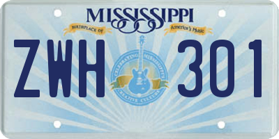 MS license plate ZWH301