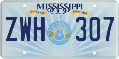 MS license plate ZWH307