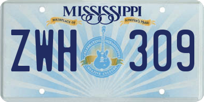 MS license plate ZWH309