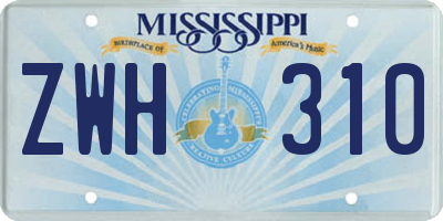 MS license plate ZWH310