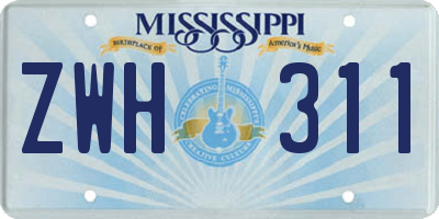 MS license plate ZWH311