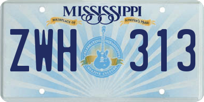 MS license plate ZWH313