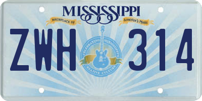 MS license plate ZWH314