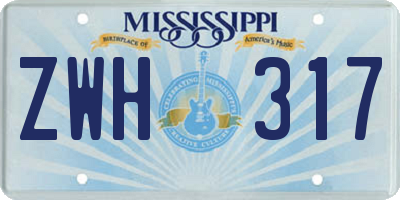 MS license plate ZWH317
