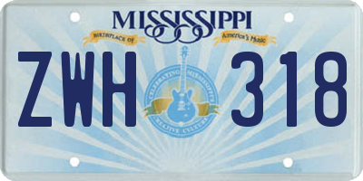 MS license plate ZWH318