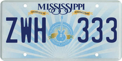 MS license plate ZWH333