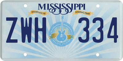 MS license plate ZWH334
