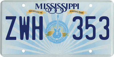 MS license plate ZWH353