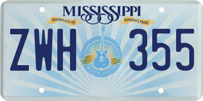MS license plate ZWH355