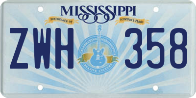 MS license plate ZWH358