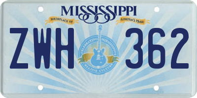 MS license plate ZWH362