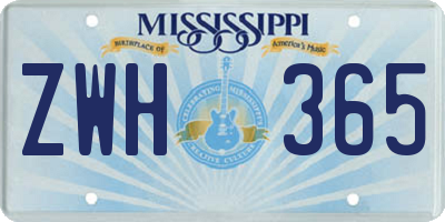 MS license plate ZWH365