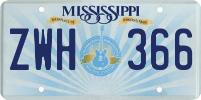 MS license plate ZWH366