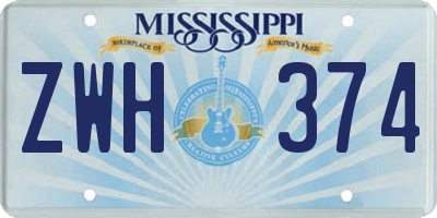 MS license plate ZWH374