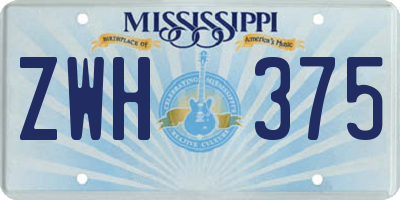 MS license plate ZWH375