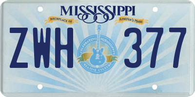MS license plate ZWH377