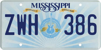 MS license plate ZWH386