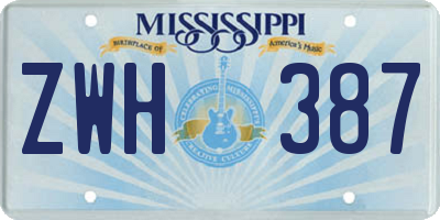MS license plate ZWH387