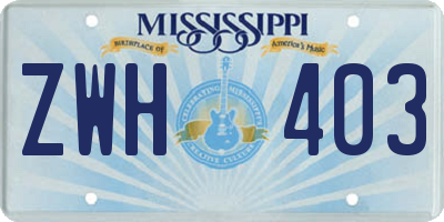 MS license plate ZWH403