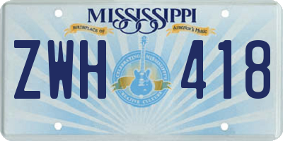 MS license plate ZWH418