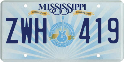 MS license plate ZWH419