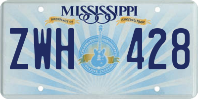 MS license plate ZWH428
