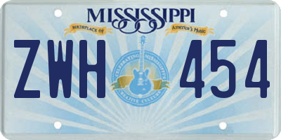 MS license plate ZWH454