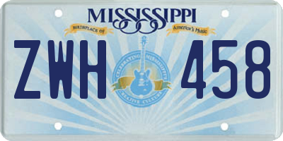 MS license plate ZWH458