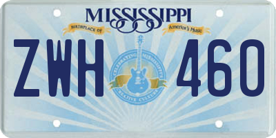 MS license plate ZWH460