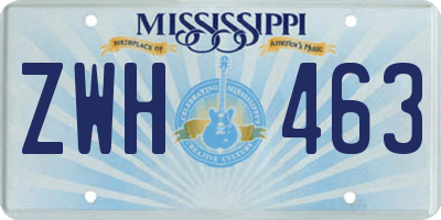 MS license plate ZWH463