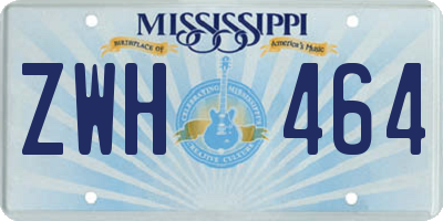 MS license plate ZWH464