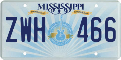 MS license plate ZWH466