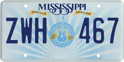 MS license plate ZWH467