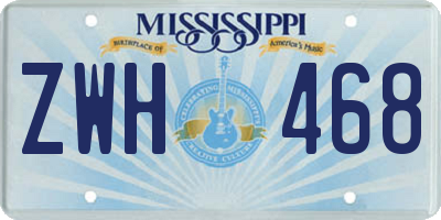 MS license plate ZWH468