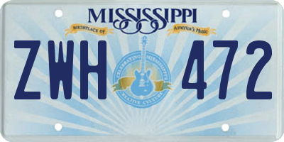 MS license plate ZWH472