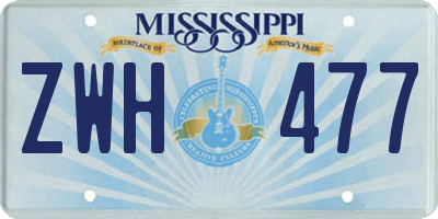 MS license plate ZWH477