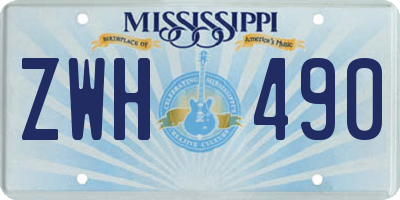 MS license plate ZWH490