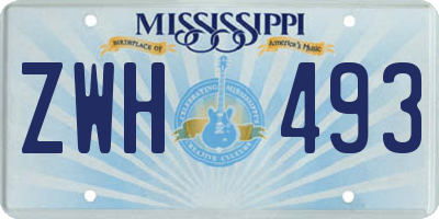 MS license plate ZWH493